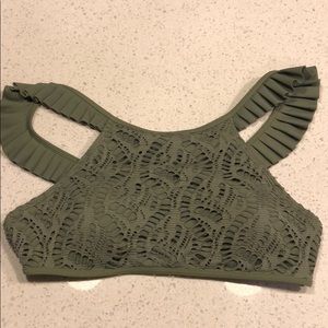 Aerie Hunter Green High Neck Swim Top